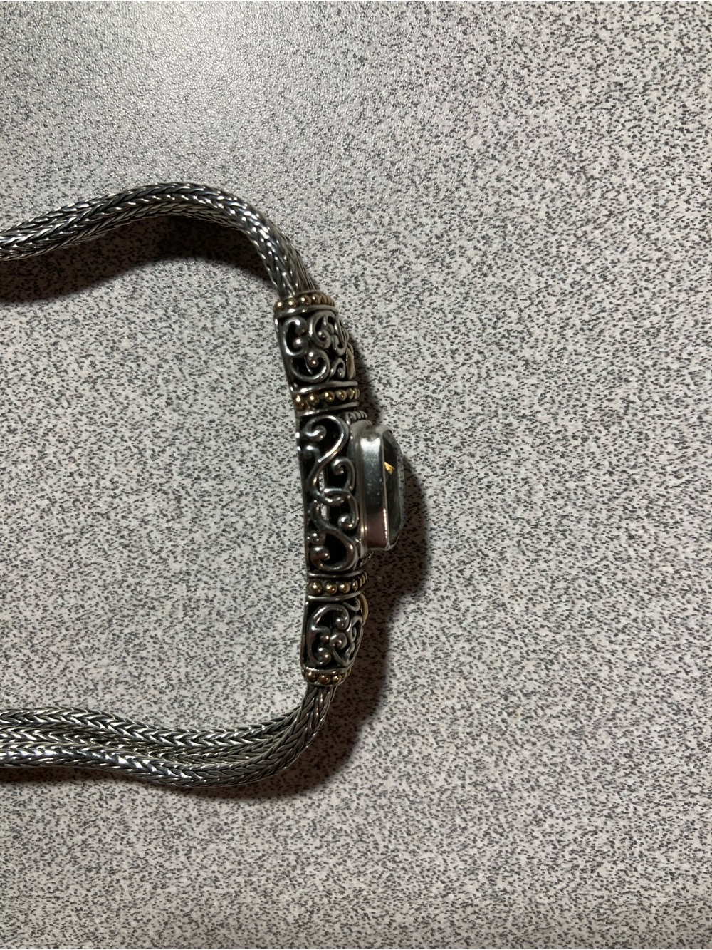 Sarda Vintage Sterling Silver & 18K Gold Bracelet With Prasiolite Stone EUC - Picture 9 of 11